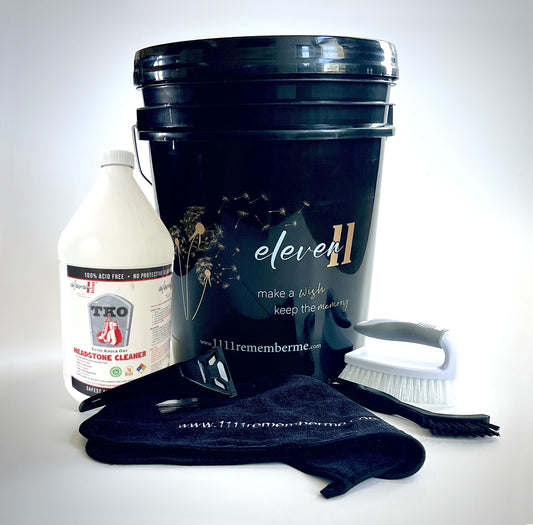 Headstone Cleaning Kit - Bucket and Supplies (1 Gal. TKO, Brushes, Scraper, Towel)