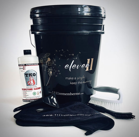 Headstone Cleaning Kit - Bucket and Supplies (32 oz TKO, Brushes, Scraper, Towel)