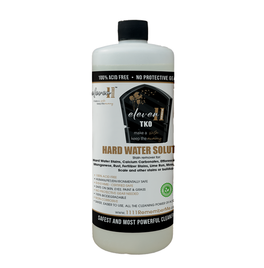 HARD WATER SOLUTION Eleven11 TKO Headstone Cleaning Kit - Bucket and Supplies (32 oz TKO, Brushes, Scraper, Towel)