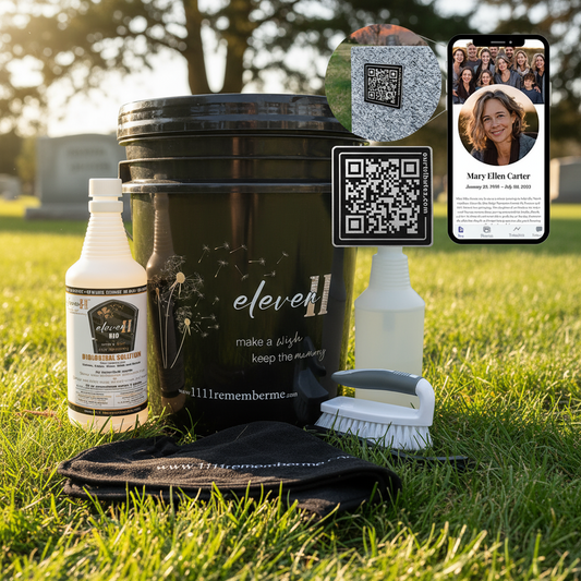 Collection of cleaning products and related items with 'eleven' branding.