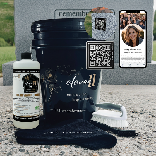 Cleaning products and tools with 'eleven' branding on a white background